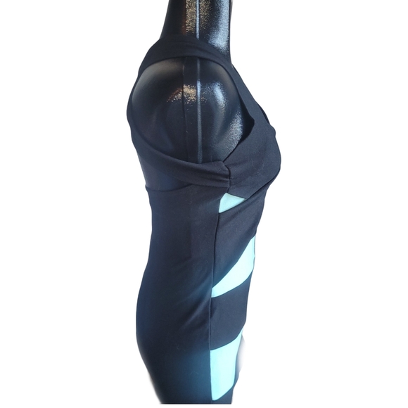 Sabora Black and Blue Colorblock Bodycon Mini Dress L - Picture 3 of 6